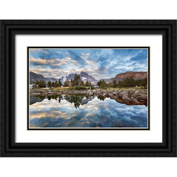 Paulson, Don 14x11 Black Ornate Wood Framed with Double Matting Museum Art Print Titled - California Mountains reflect in Garnet Lake
