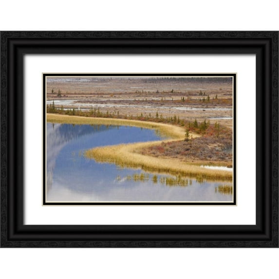 Paulson, Don 14x11 Black Ornate Wood Framed with Double Matting Museum Art Print Titled - Canada, Alberta, Jasper NP Sunwapta River