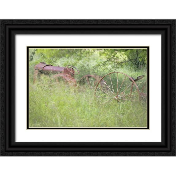 Paulson, Don 14x11 Black Ornate Wood Framed with Double Matting Museum Art Print Titled - WA, Seabeck Rusty old tractor in grasses