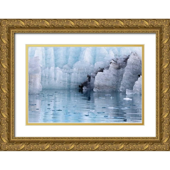 Paulson, Don 14x11 Gold Ornate Wood Framed with Double Matting Museum Art Print Titled - Alaska, Glacier Bay NP Margerie Glacier