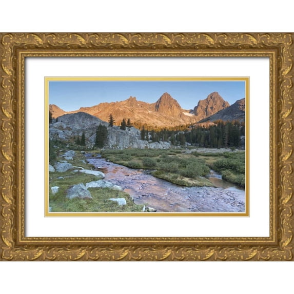 Paulson, Don 14x11 Gold Ornate Wood Framed with Double Matting Museum Art Print Titled - CA, Inyo NF Feeder stream entering Ediza Lake