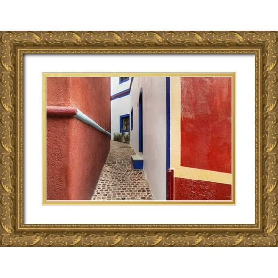 Paulson, Don 14x11 Gold Ornate Wood Framed with Double Matting Museum Art Print Titled - Mexico, Guanajuato Colorful walkway