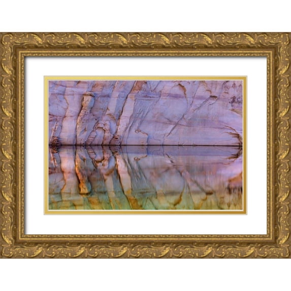 Paulson, Don 14x11 Gold Ornate Wood Framed with Double Matting Museum Art Print Titled - Utah, Glen Canyon Abstract reflection sandstone