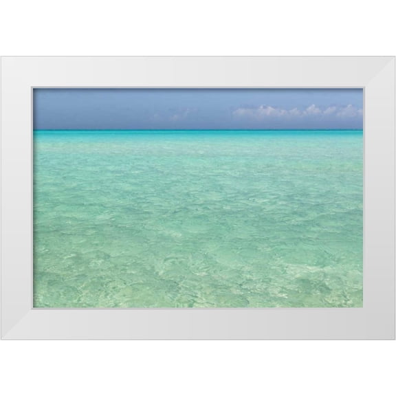 Paulson, Don 14x11 White Modern Wood Framed Museum Art Print Titled - Bahamas, Exuma Island Seascape of Shroud Cay