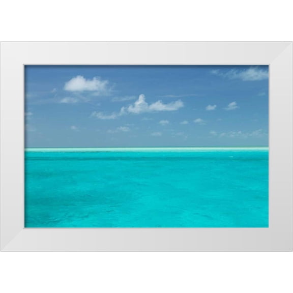 Paulson, Don 14x11 White Modern Wood Framed Museum Art Print Titled - Bahamas, Exuma Island Seascape of aqua ocean