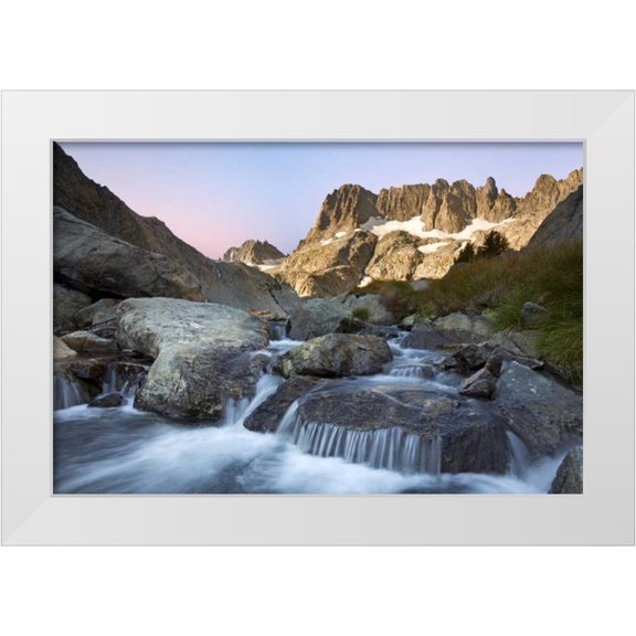 Paulson, Don 14x11 White Modern Wood Framed Museum Art Print Titled - CA, Inyo NF The Minarets and rapids in a stream