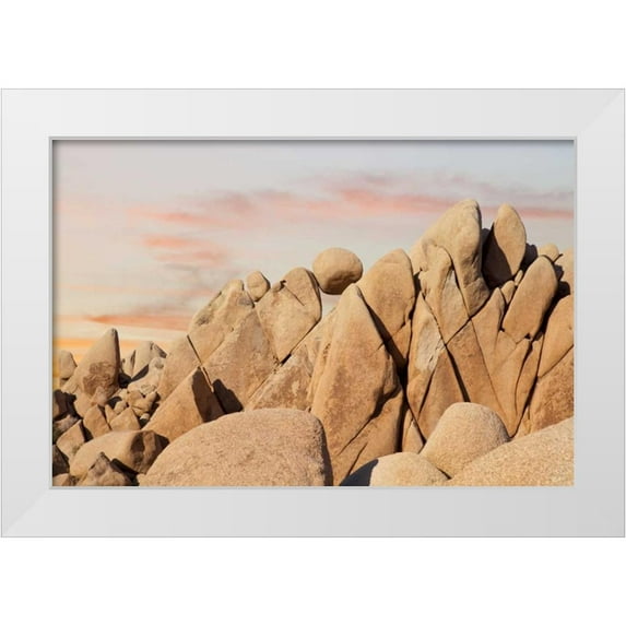 Paulson, Don 14x11 White Modern Wood Framed Museum Art Print Titled - CA, Joshua Tree NP Rock atop boulder formation