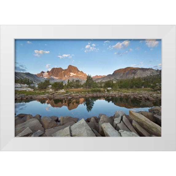 Paulson, Don 14x11 White Modern Wood Framed Museum Art Print Titled - California, Inyo NF Rocky shore of Garnet Lake