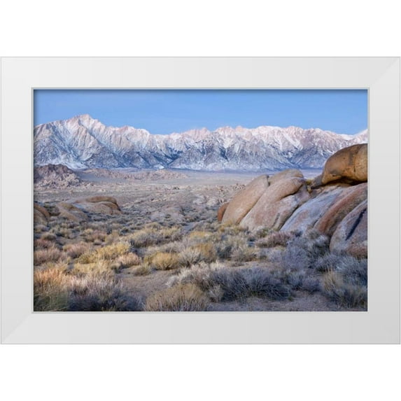 Paulson, Don 14x11 White Modern Wood Framed Museum Art Print Titled - California Lone Pine Peak and Mt Whitney