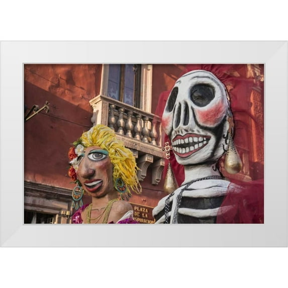 Paulson, Don 14x11 White Modern Wood Framed Museum Art Print Titled - Mexico Puppets in Mojiganga music celebration