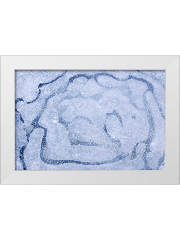 Paulson, Don 14x11 White Modern Wood Framed Museum Art Print Titled - Patterns in a frozen puddle
