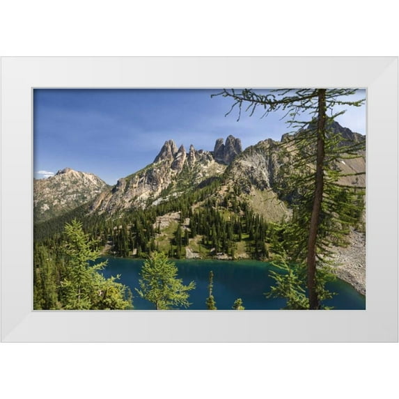 Paulson, Don 14x11 White Modern Wood Framed Museum Art Print Titled - WA, Cascade Mountains, Wenatchee NF Blue Lake