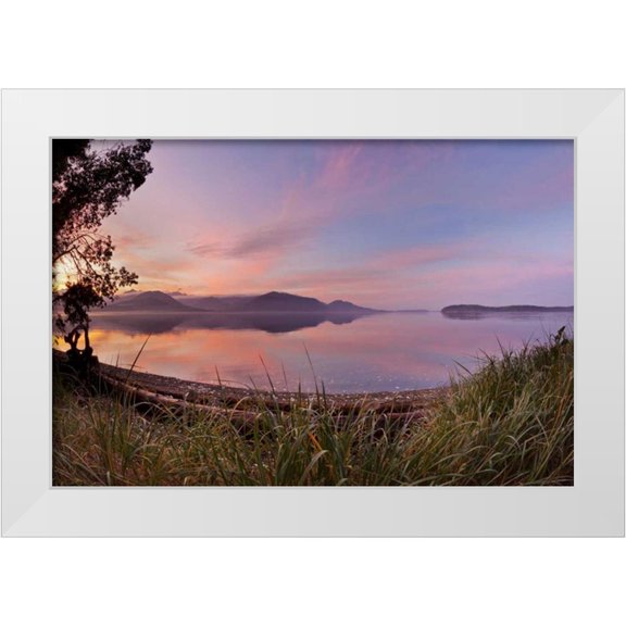 Paulson, Don 14x11 White Modern Wood Framed Museum Art Print Titled - WA, Seabeck Fisheye view of sunset on Hood Canal