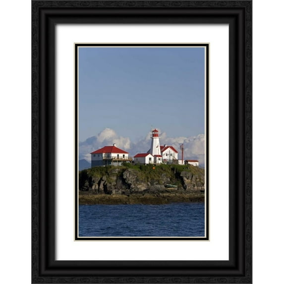 Paulson, Don 17x24 Black Ornate Wood Framed with Double Matting Museum Art Print Titled - Canada, BC, View of Green Island Lighthouse
