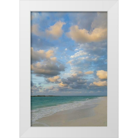 Paulson, Don 17x24 White Modern Wood Framed Museum Art Print Titled - Bahamas, Little Exuma Island Sunset on seascape