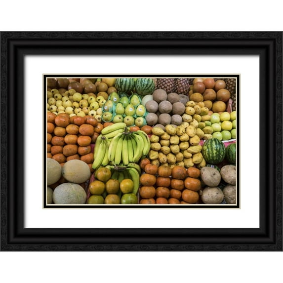 Paulson, Don 18x13 Black Ornate Wood Framed with Double Matting Museum Art Print Titled - Mexico Fruits and vegetables at market