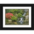thumbnail image 1 of Paulson, Don 18x13 Black Ornate Wood Framed with Double Matting Museum Art Print Titled - Oregon, Portland Waterfall flows into koi pond, 1 of 4