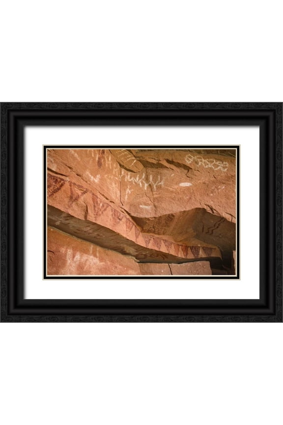 Paulson, Don 18x13 Black Ornate Wood Framed with Double Matting Museum Art Print Titled - UT, Canyonlands NP Ancient pictographs