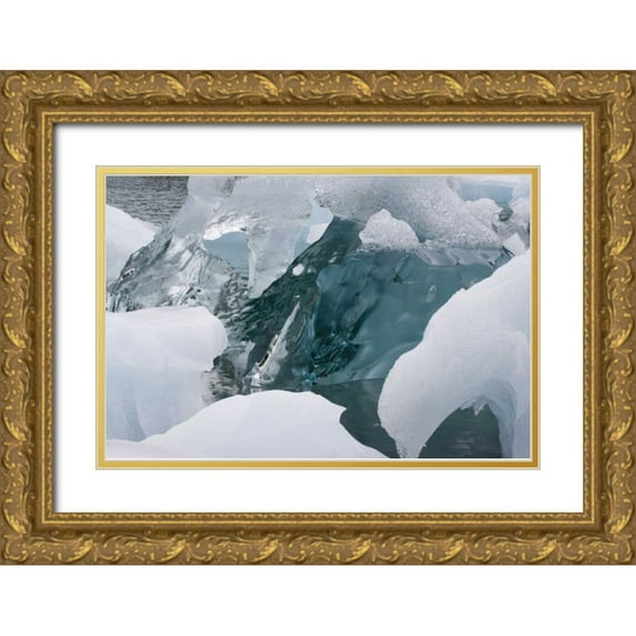 Paulson, Don 18x13 Gold Ornate Wood Framed with Double Matting Museum Art Print Titled - Alaska, Glacier Bay NP Close-up of glacier ice