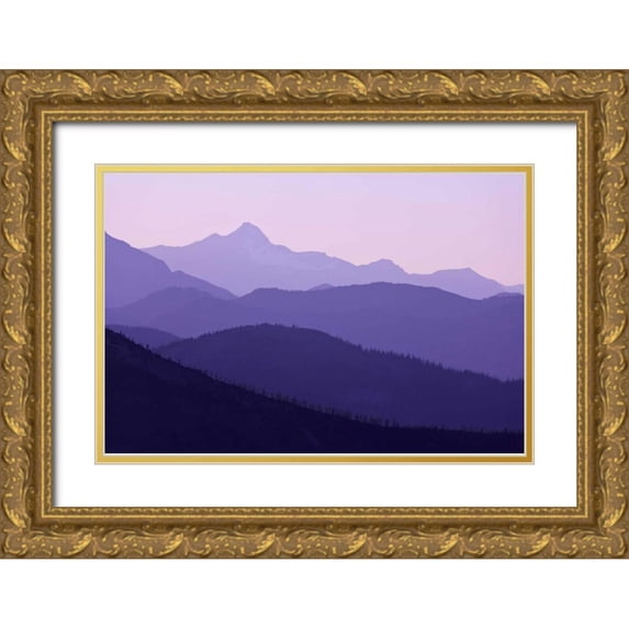 Paulson, Don 18x13 Gold Ornate Wood Framed with Double Matting Museum Art Print Titled - WA, Pasayten Wilderness Sunset on mountains