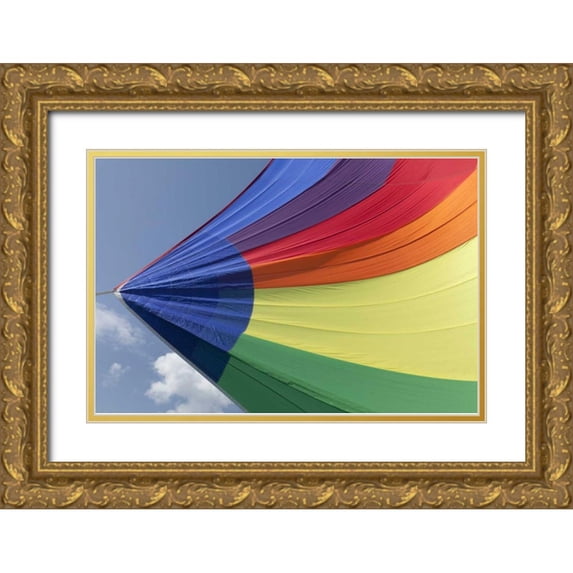 Paulson, Don 18x13 Gold Ornate Wood Framed with Double Matting Museum Art Print Titled - WA, San Juans Underside view of spinnaker flying