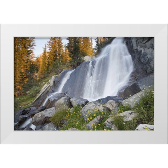 Paulson, Don 18x13 White Modern Wood Framed Museum Art Print Titled - California, Inyo NF Waterfall near Ediza Lake