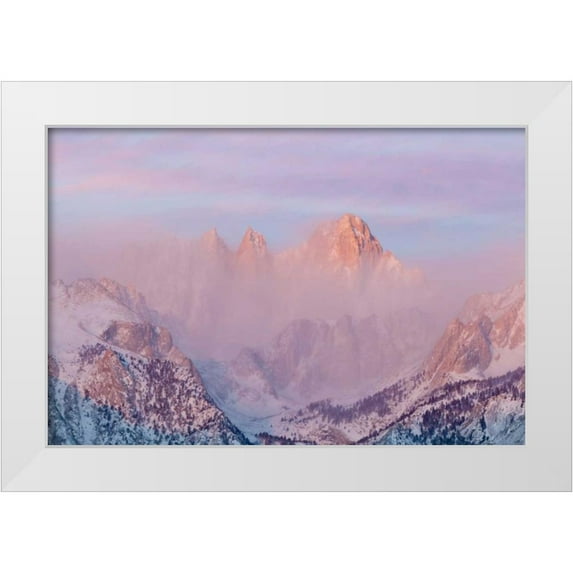 Paulson, Don 18x13 White Modern Wood Framed Museum Art Print Titled - California, Lone Pine Sunrise on Mount Whitney