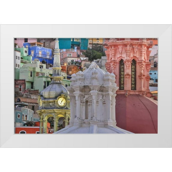 Paulson, Don 18x13 White Modern Wood Framed Museum Art Print Titled - Mexico, Guanajuato Houses and church domes