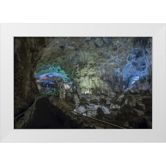 Paulson, Don 18x13 White Modern Wood Framed Museum Art Print Titled - New Mexico, Carlsbad Caverns Scenic of cavern
