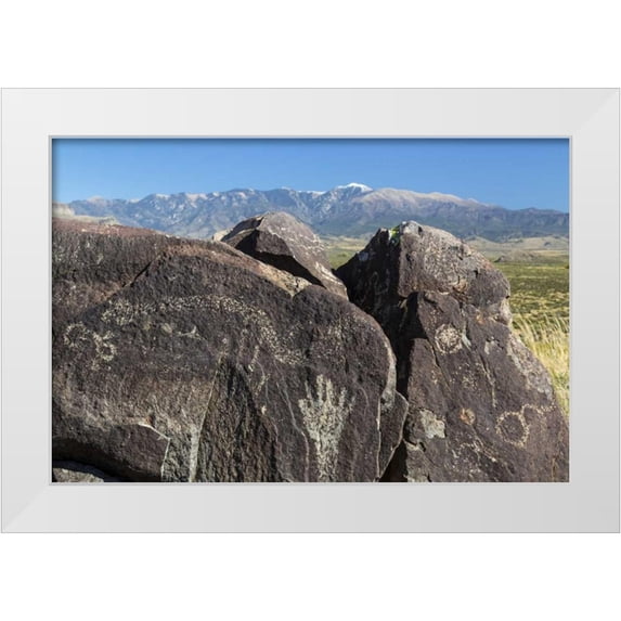 Paulson, Don 18x13 White Modern Wood Framed Museum Art Print Titled - New Mexico, Three Rivers Petroglyph etchings