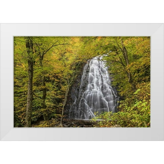 Paulson, Don 18x13 White Modern Wood Framed Museum Art Print Titled - North Carolina, Crabtree Falls in autumn