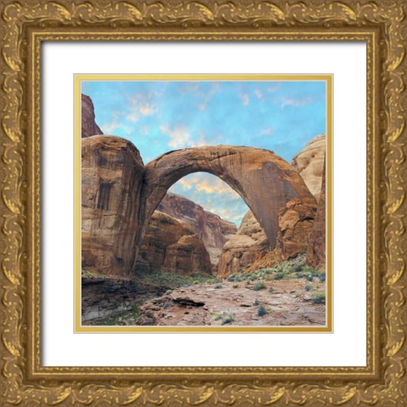 Paulson, Don 20x20 Gold Ornate Wood Framed with Double Matting Museum Art Print Titled - Arizona Rainbow Bridge arch in Glen Canyon NRA