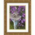thumbnail image 1 of Paulson, Don 23x32 Gold Ornate Wood Framed with Double Matting Museum Art Print Titled - Bird houses on bench next to garden flowers, 1 of 4