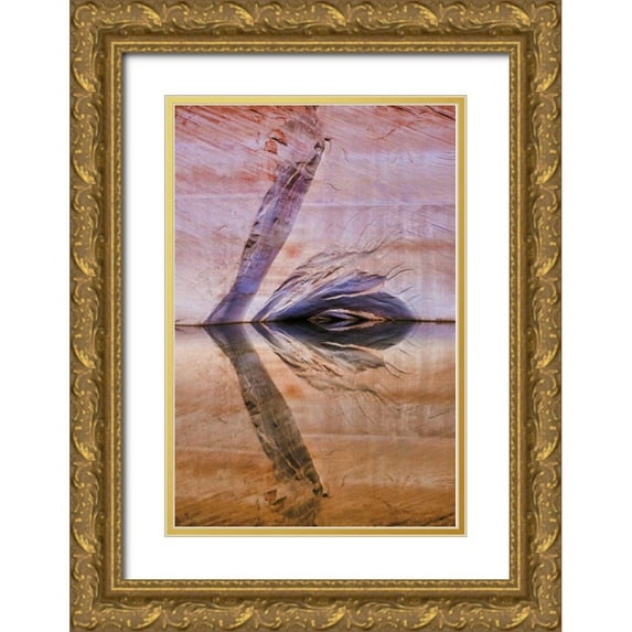 Paulson, Don 23x32 Gold Ornate Wood Framed with Double Matting Museum Art Print Titled - Utah, Glen Canyon Abstract reflection sandstone