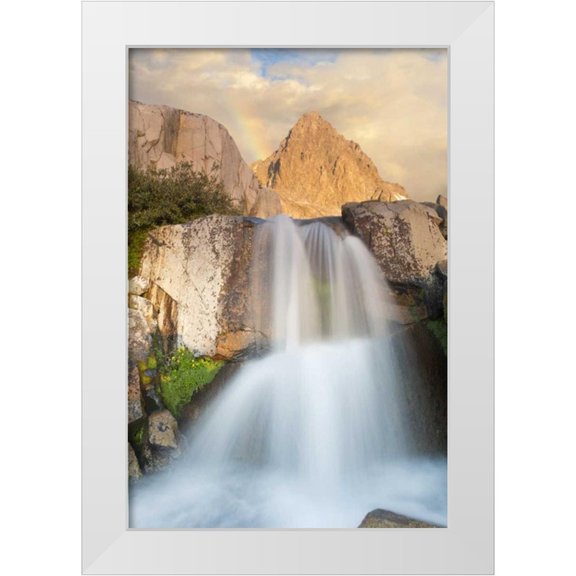 Paulson, Don 23x32 White Modern Wood Framed Museum Art Print Titled - California, Inyo NF Waterfall below Mount Ritter