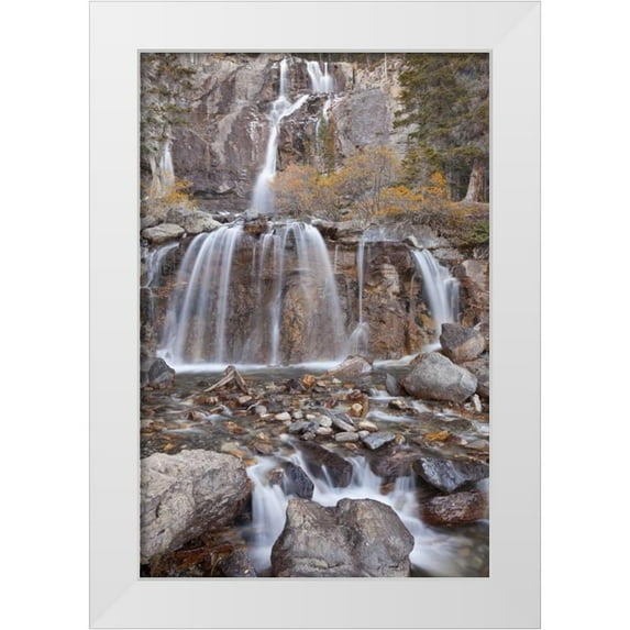 Paulson, Don 23x32 White Modern Wood Framed Museum Art Print Titled - Canada, Alberta, Jasper NP Tangle Falls