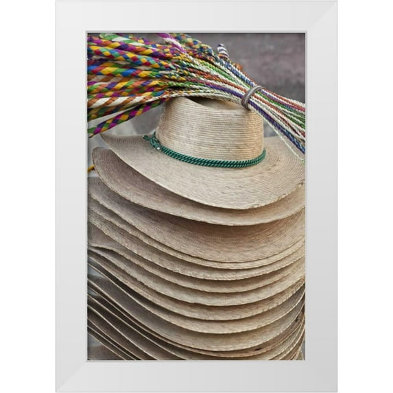 Paulson, Don 23x32 White Modern Wood Framed Museum Art Print Titled - Mexico Hats for sale in the Jardin