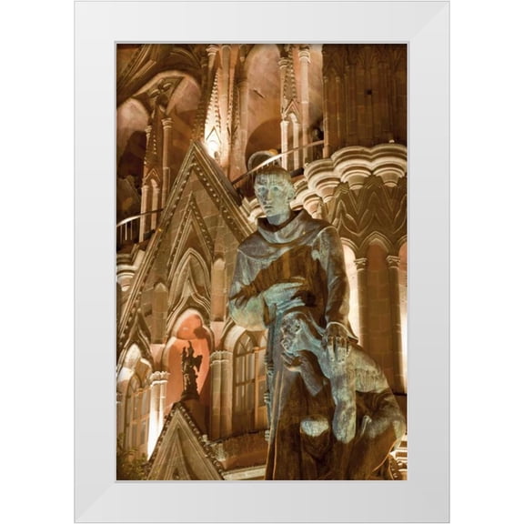 Paulson, Don 23x32 White Modern Wood Framed Museum Art Print Titled - Mexico Statue of Fray Juan de San Miguel