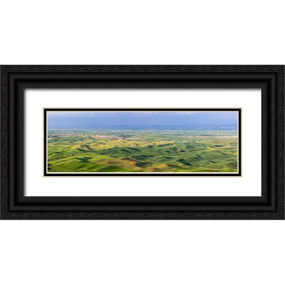 Paulson, Don 24x10 Black Ornate Wood Framed with Double Matting Museum Art Print Titled - Washington, Palouse Hills Panorama of farmland