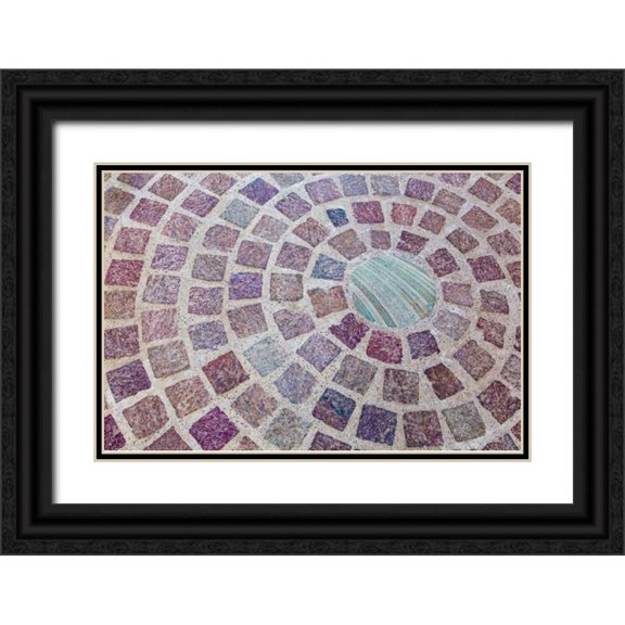Paulson, Don 24x17 Black Ornate Wood Framed with Double Matting Museum Art Print Titled - Mexico, Guanajuato Design of brick patio