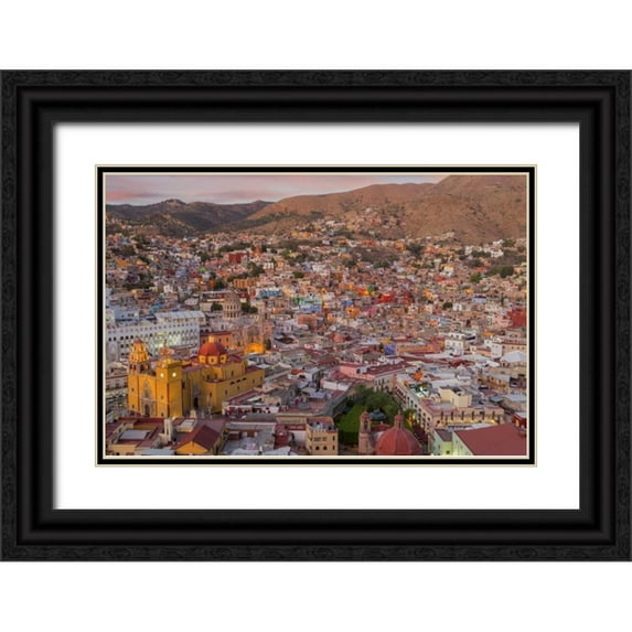 Paulson, Don 24x17 Black Ornate Wood Framed with Double Matting Museum Art Print Titled - Mexico, Guanajuato Panoramic overview of city