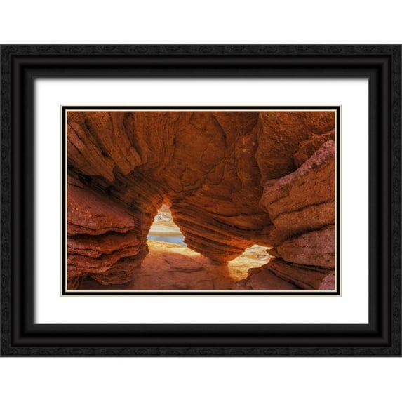 Paulson, Don 24x17 Black Ornate Wood Framed with Double Matting Museum Art Print Titled - Utah, Glen Canyon NRA Eroded sandstone cave