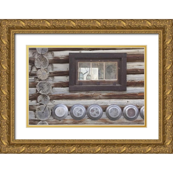 Paulson, Don 24x17 Gold Ornate Wood Framed with Double Matting Museum Art Print Titled - Canada, BC, Fort Steele Window and gold pans