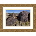 thumbnail image 1 of Paulson, Don 24x17 Gold Ornate Wood Framed with Double Matting Museum Art Print Titled - New Mexico, Three Rivers Petroglyph etchings, 1 of 4