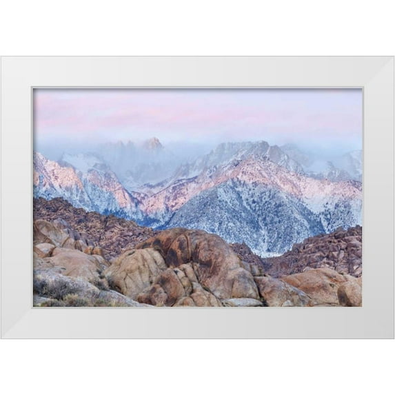 Paulson, Don 24x17 White Modern Wood Framed Museum Art Print Titled - California, Lone Pine Sunrise on Mount Whitney