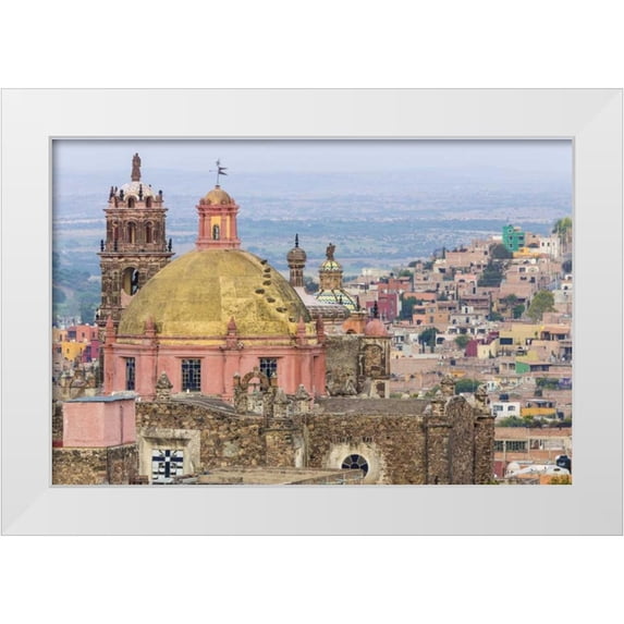 Paulson, Don 24x17 White Modern Wood Framed Museum Art Print Titled - Mexico Overview of church dome and city