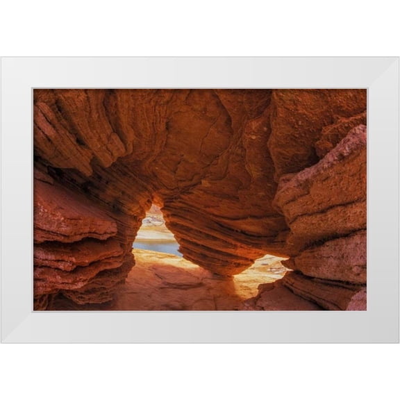 Paulson, Don 24x17 White Modern Wood Framed Museum Art Print Titled - Utah, Glen Canyon NRA Eroded sandstone cave