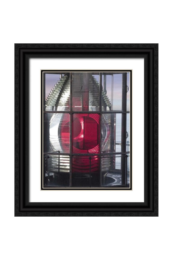 Paulson, Don 25x32 Black Ornate Wood Framed with Double Matting Museum Art Print Titled - Oregon Cape Meares Lighthouse signal light