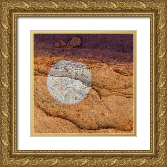 Paulson, Don 26x26 Gold Ornate Wood Framed with Double Matting Museum Art Print Titled - Utah Circular bleaching pattern in sandstone