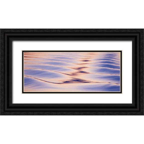Paulson, Don 32x15 Black Ornate Wood Framed with Double Matting Museum Art Print Titled - Alaska, Icy Straight Sunset reflections on water